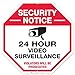 24 Hour Video Surveillance Sign, Large 12X12 Inches, Rust Free 0.40 Aluminum, Security Alert Warning Violators Will be Prosecuted Sign, Indoor and Outdoor use - by ARMO