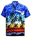 LA LEELA Mens Hawaiian Shirts Short Sleeve Button Down Shirt Men's Vacation Shirts Beach Casual Tropical Shirts for Men Funny 3XL Palm Tree, Blue