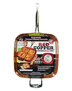 Amazon.com: Red Copper Cookware 12-Inch Square Frying Pan by BulbHead, Non-Stick and Scratch 