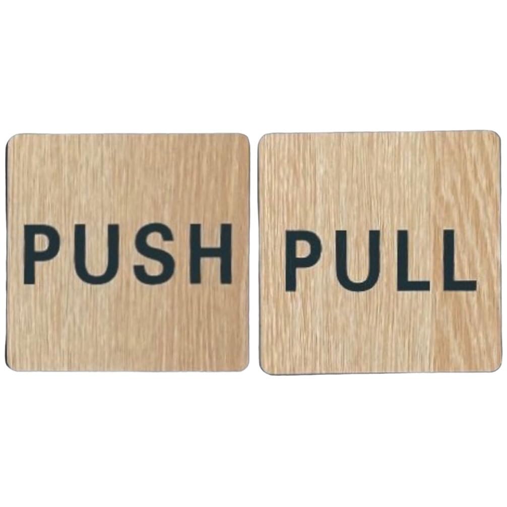 Push and Pull Sign 2pcs Push Pull Door Sign Wood Horizontal Push Pull Sticker Glass Door Decal Farmhouse Decor for Home Business Store Shop Push Pull Door Stickers