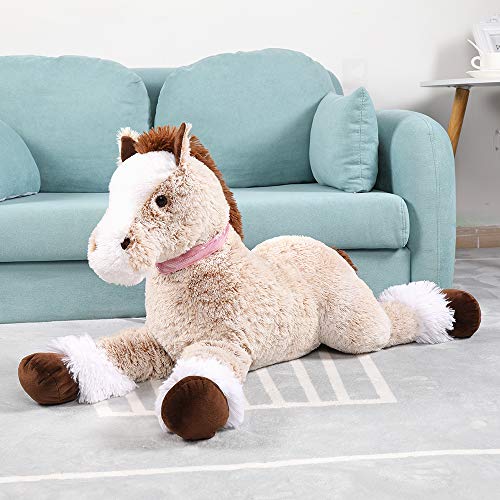 Tezituor Giant Horse Stuffed Animal, Large Pony Brown Plush Toy Horse, Big Gift for Kids,35