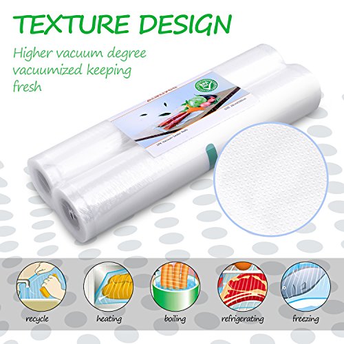Vacuum Sealer Bags, AUKUYEE Vacuum Sealer Rolls Sous vide Bags Commercial Grade Plastic, BPA Free for Food Storage & Seal Food saver Sous Vide Cooking 2-Pack 28X500cm