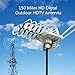 AILUKI Outdoor Amplified HDTV Antenna Digital TV Antenna 150 Miles 360° Degree Rotation HD Digital Outdoor Indoor HDTV Antenna with Remote controller