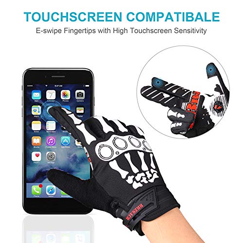 BRZSACR Mountain Bike Riding Gloves Road Racing Cycling Gloves Touch Recognition Skull Bones Design Riding Motorcycle Riding Mountaineering Gardening Gloves(Black, L) - Thumbnail 2