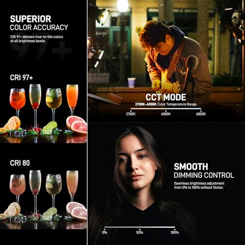 GVM 500W LED Video Light with Bluetooth App Control, 2700K-6800K CCT, 227040 lux@1m, Studio Photo Lighting with Bowen Mount, Continuous Light with Standard Cache, CRI 97+, COB SD500B