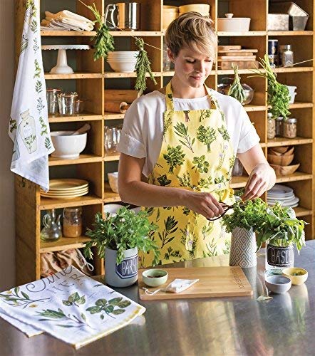 Now Designs Basic Cotton Kitchen Chef's Apron, Les Fines Herbes Print