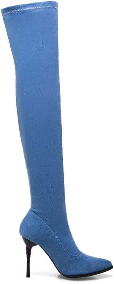 Bingua.com - MÃ¡s el TamaÃ±o de las Mujeres ElÃ¡sticas Botas de Invierno  Delgado de TacÃ³n Alto Zapatos de Botas Largas de Moda Rojo Puntiagudos  Sobre la Rodilla-Botas Altas