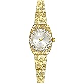 BESTKANG Luxury Gold Watch for Women, Crystal Diamond Dress Wristwatch with Rhinestone Bezel, Quartz Analog Watch, Elegant Gift for Her