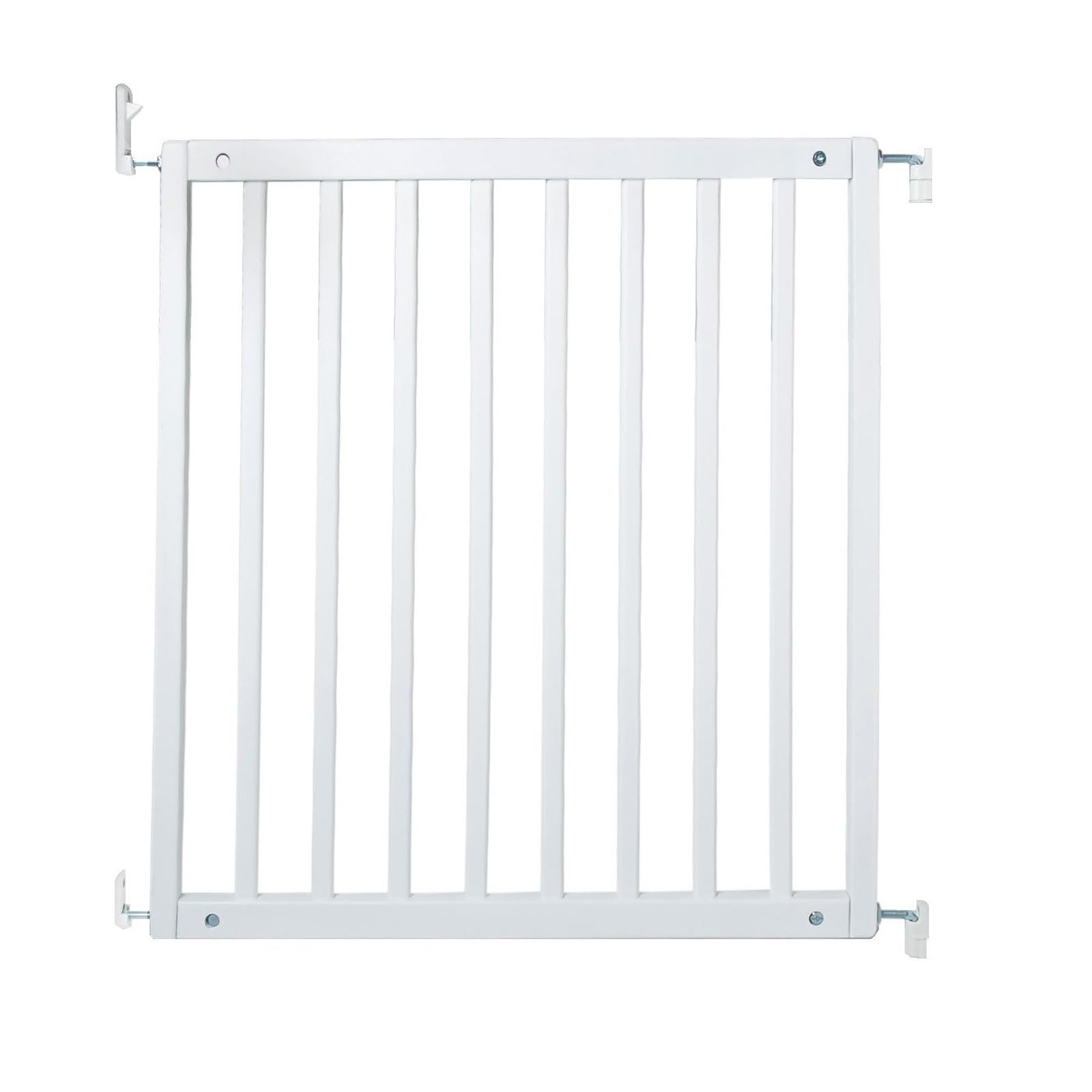 Safetots No Trip Wooden Stair Gate, 72cm - 79cm, White, Wooden Safety Gate, Screw Fit Baby Gate, Stylish and Practical Safety Barrier