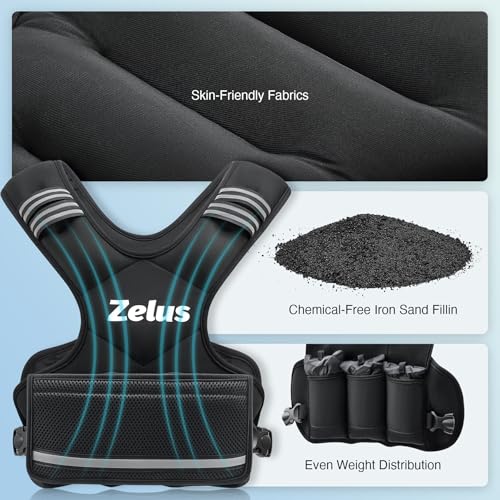 ZELUS Chaleco con Peso Ajustable para Hombres y Mujeres, Body Weighted Vest con 6 Pesas de Hierro para Entrenamiento Cardiovascular, Running y Fitness en Casa