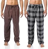Noble Mount Mens 100% Cotton Flannel Lounge Pants 2-Pack - Many Patterns