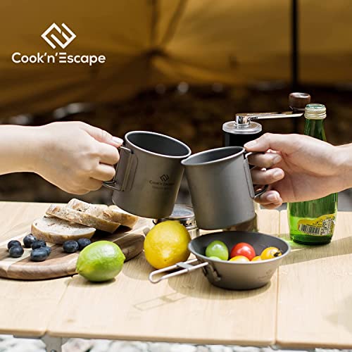 COOK'N'ESCAPE 375ml Small Titanium Cup, Camping Coffee Mug Lightweight
