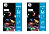 GE String A Long 100 Count Indoor / Outdoor Mini Multicolor Holiday Lights Set on Green Wire (2 Pack)