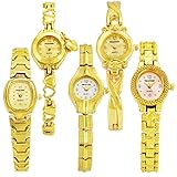ThaiTime 5pcs New Golden Fashion Women Girls Quartz Wrist Watches