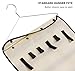 MISSLO Zippered Jewelry Organizer Hanging for Travel Home Storage 30 Zippered Pockets 17 Loops, Beige