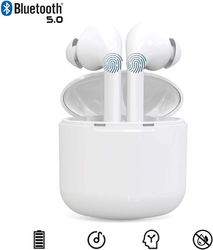 Bluetooth Headphones, IEhotti Wireless Earbuds White Bluetooh 5.0 True Wireless Headphones, Touch Control, Hi-Fi Stereo, HD Mic, Charging Case Portable Earbuds