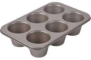 OBELGEOYA High Carbon Steel Popover Pan - 6-Cavity Non-Stick Tray Mold for Premium Stainless Steel Homemade Cupcakes, Muffins