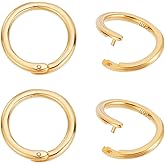 PH PandaHall 925 Sterling Silver Locking Jump Rings 4pcs Open O Rings Gold Plated Snapping Circle Linking Ring Thick Jewellery Connectors for Necklace Bracelet Jewellery Making DIY Handicrafts 12mm