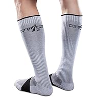 CoreSport Athletic Performance Compression Socks - 15-20mmHg Mild Graduated Compression (Grey, Medium)