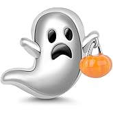 GNOCE Devil with Pumpkin Lamp Charm Bead Sterling Silver Trick or Treat Halloween Charm Bead fit Bracelet/Necklace Jewelry Charm Gift for Women