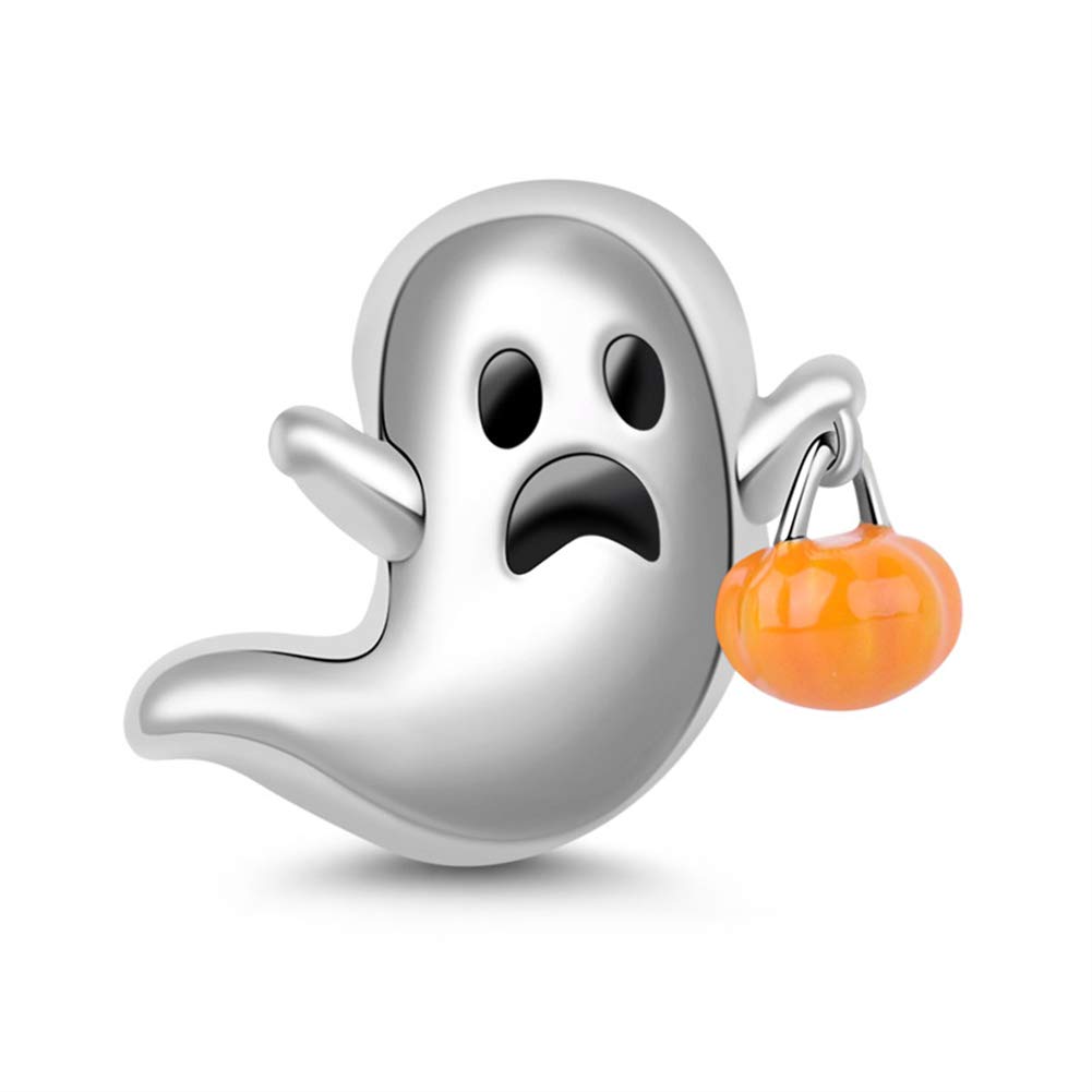 GNOCE Cute Devil with Pumpkin Lamp Charm Bead Sterling Silver Trick or Treat Bead Charm fit Bracelet/Necklace Jewellery Charm Gift for Women