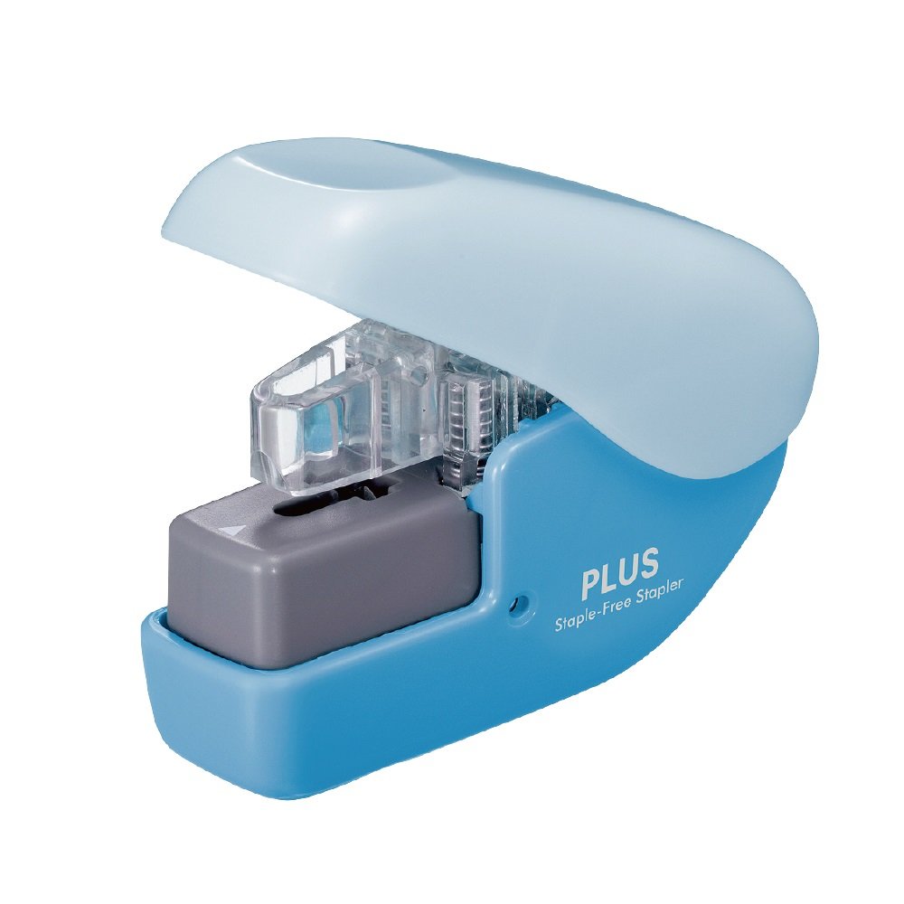 PLUS Japan Staple-Less Stapler Mini Blue Stapling Capacity 3 Sheets Stapling Without Staples Paper Clinch