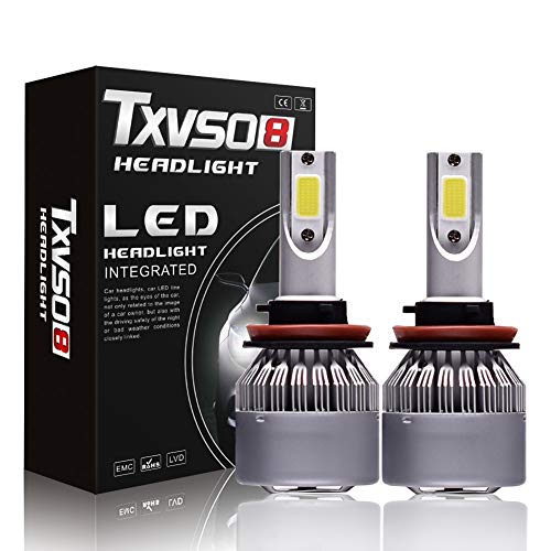 TXVSO8 H8 H9 H11 LED Headlight Bulbs,All-in-One Conversion Kit 13000LM 12-24V 55W 6000K Cool White 2 Pcs,H8/H9/H11