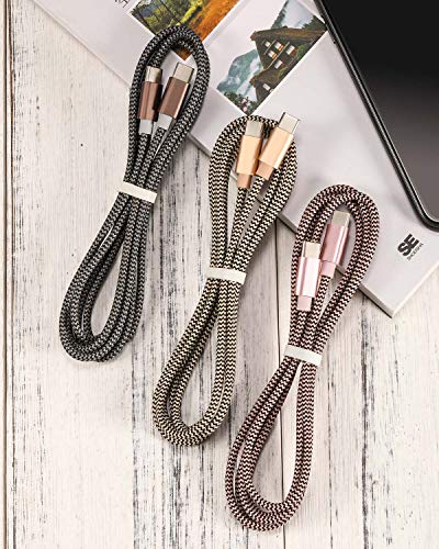 USB C to USB C Cable,3 Pack USB C Charger Cable,Nylon Braided USB C to C Cable for Samsung Galaxy S20/S10/S9/Note 10, Google Pixel 2/3/4 XL, MacBook Pro 2019/2018/2017 and More, 5FT (Gold, Pink, Grey)
