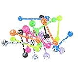 IPINK 14G Titanium Anodized Surgical Steel Nipple Tongue Ring Barbell Body Piercing 7 Pieces
