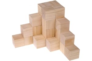 Supla 40pcs 1.5 inch - Natural Solid Wood Square Blocks - for Puzzle Making, Crafts, and DIY Projects