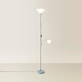 MiniSun Modern Metallic Silver 2 Way Floor Lamp Mother Father Child
