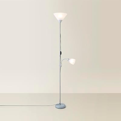 MiniSun Modern Metallic Silver 2 Way Floor Lamp Mother Father Child