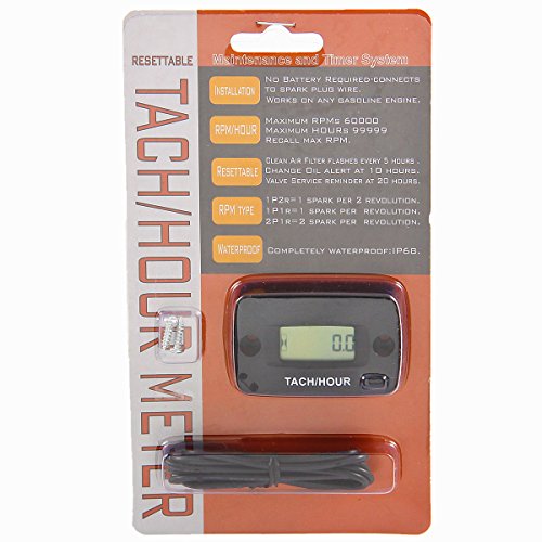 Searon Hour meter Tachometer 2 & 4 Stroke Small Engine Spark For Boat Outboard Mercury Motocross Lawn Mower Black