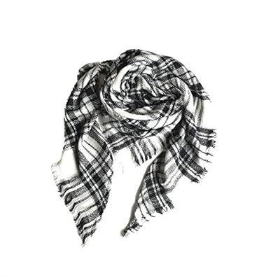 Women's Scarf Shawl Wrap Knit Cashmere Feel Long Soft Plaid Tartan Triangle Winter Fall Blanket