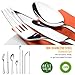 Silverware Flatware Cutlery Set,Portable Utensils LPOLER 32 Pieces Stainless Steel Utensils Service for 4,Include Knife,Fork,Spoon,Straw and Cleaning Brush,Mirror Polished,Dishwasher Safe