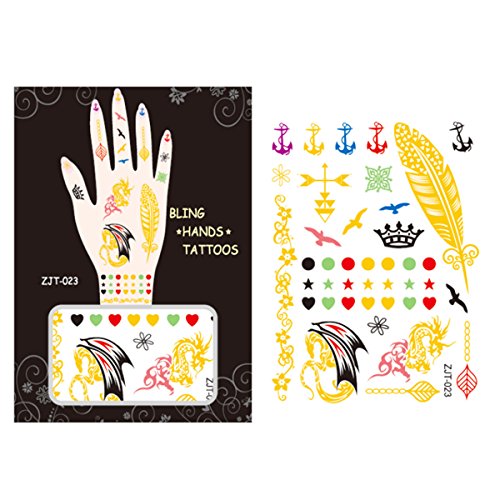 AllyDrew Metallic Body Art Hand Tattoos, Majestic