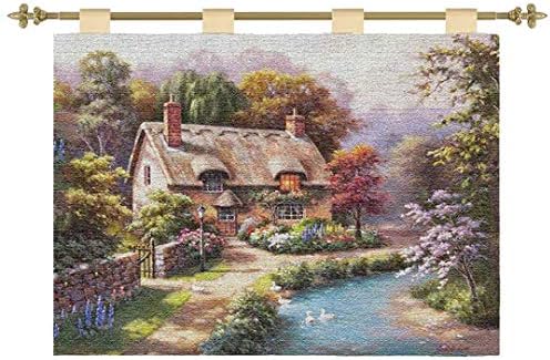 Ralcim Cotton Jacquard Woven Tapestry Wall Hanging (Cottage Park 26"x36")