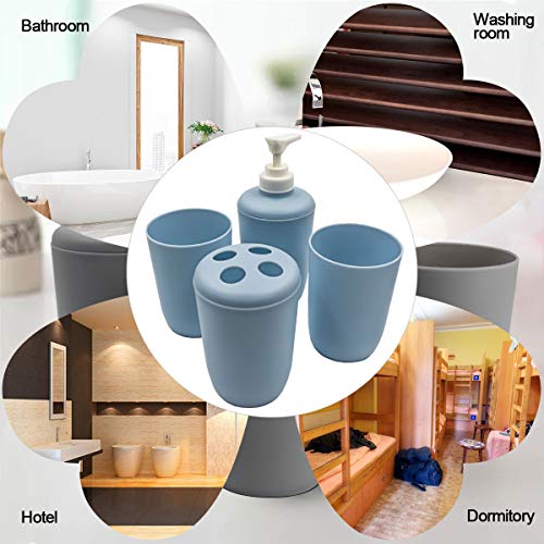 4-Piece Bathroom Set, Accessories Includes Soap Dispenser Pump, Tumbler Cup, Toothbrush Storage, Food Grade Plactic, Multipurpose - Thumbnail 4