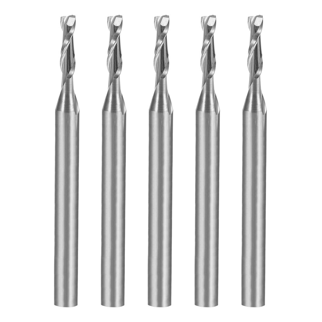 sourcingmap 5PCS 1/8" Shank 2.0mm x 8mm Carbide End Mill CNC Router Bits 2 Flute Milling Bit for Acrylic PVC MDF Wood