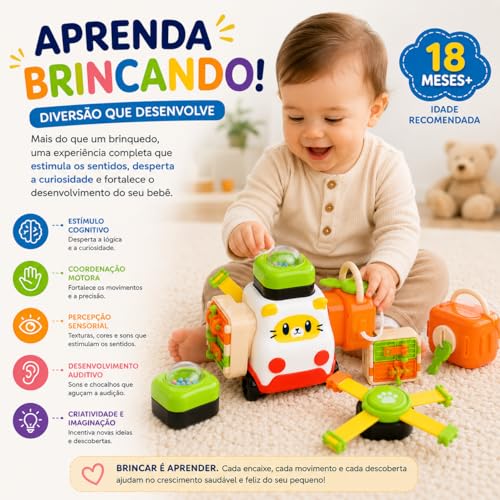 Cubo de Atividades Montessori 5 em 1 Brinquedo de Encaixe Sensorial Bebê
