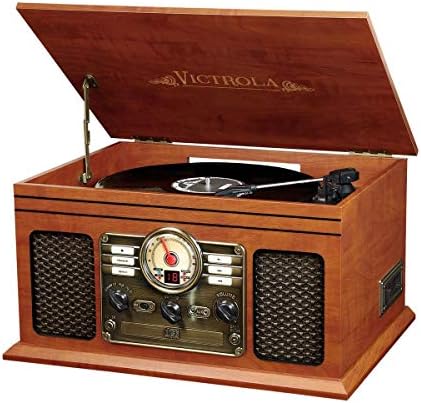 Victrola Nostalgic Classic Wood 6-In-1 Bluetooth Turntable Entertainment Center Mahogany