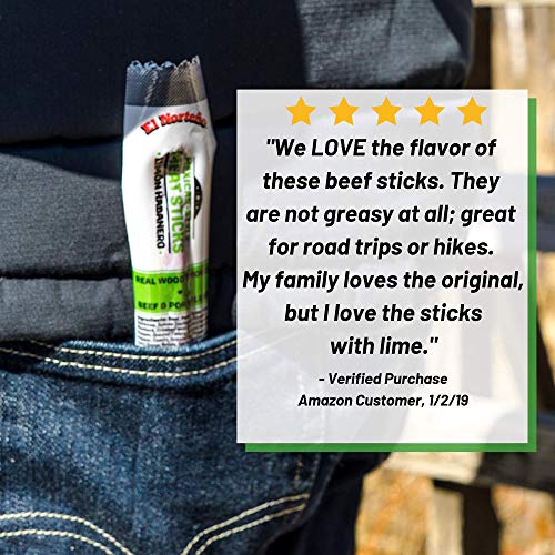 Habanero Lime Meat Sticks - Low Carb, Low Sugar Jerky Sticks by El Norteño - Smoked Pork & Beef Sticks, Gluten Free, NO MSG, Made in the USA (24 - 1oz Snack Sticks) - Thumbnail 4