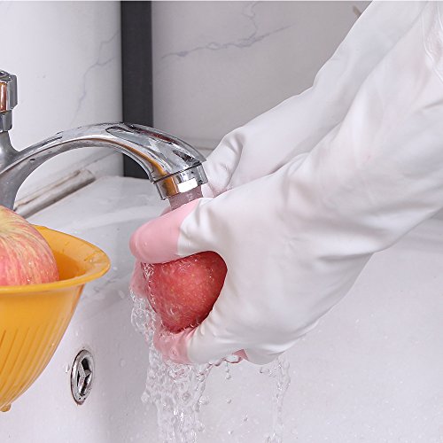 FaSoLa New Rubber Dishwashing Cleaning Multi-Purpose Long Gloves (Medium, Pink) - Thumbnail 2