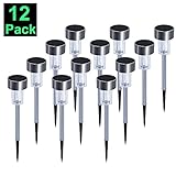Solar Lights Outdoor - Solar Powered Pathway Lights , Stainless Steel Landscape Light For Lawn,Patio,Yard,Walkway,Driveway ( 12 PACK )
