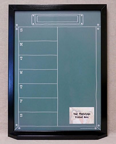 Green "Industrial Chalkboard" Framed Weekly White Board Calendar Command Center