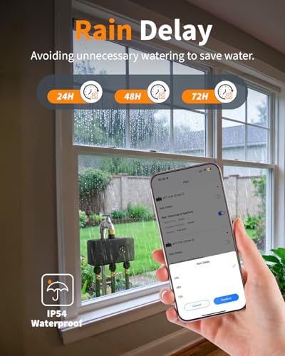 Diivoo 3 Zone Smart WiFi Water Timer, Brass Inlet WiFi Sprinkler Timer Compatible with Alexa/Google, 18 Programs, Misting/Timed Modes, Rain Delay, 3 Outlets for Garden Hose Irrigation
