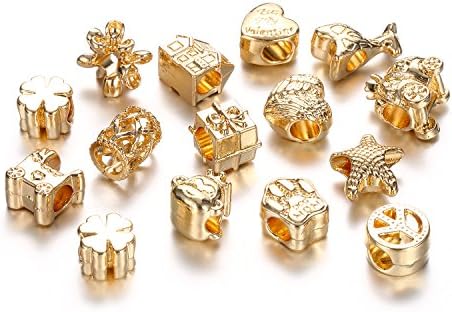 20 pcs Gold Color Fit Charms Bracelets Bangles Paw House Star Beads European DIY MX10