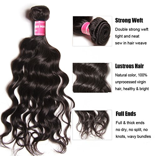 Beauty Forever Hair Brazilian Natural Water Wave Virgin Hair Wet and vavy Hair Weave 3 Bundles 100% Unprocessed Human Hair Extensions Natural Color 95-100g/pc (10 12 14)