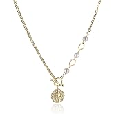 HZMAN Our Lady of Guadalupe Pearl Necklace - Gold-Tone Brass Catholic Rosary Necklace with Virgin Mary Pendant, Dainty Religious Jewelry for Women