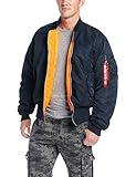 Alpha Industries Men's MA-1 Flight Bomber Jacket, Replica Blue, Large